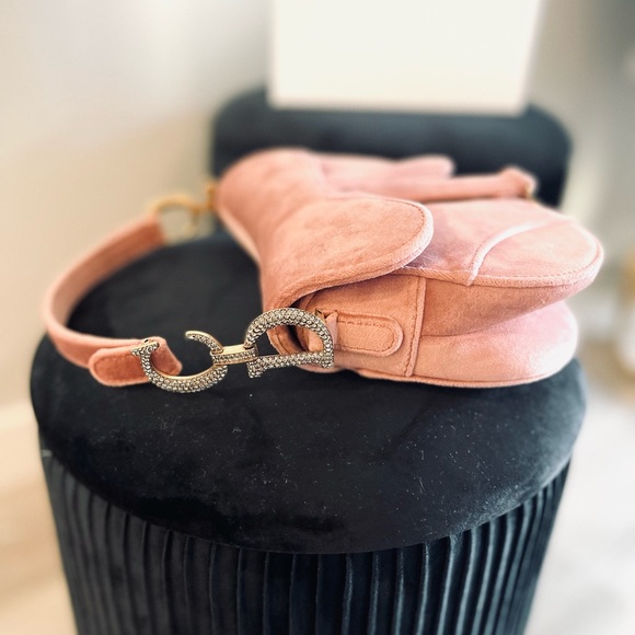 NEW IN BOX Authentic Dior Mini Saddle Bag Velvet with Crystal Rare - Picture 4 of 10